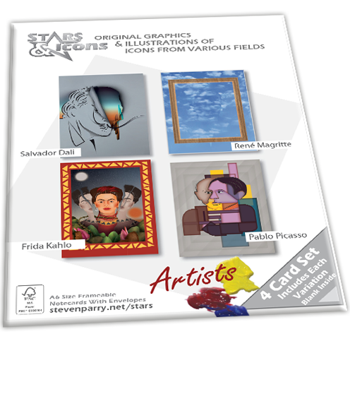 Artists 4 Card Set £11.99 Includes Salvador Dali, Rene Magritte, Frida Kahlo & Pablo Picasso Cards